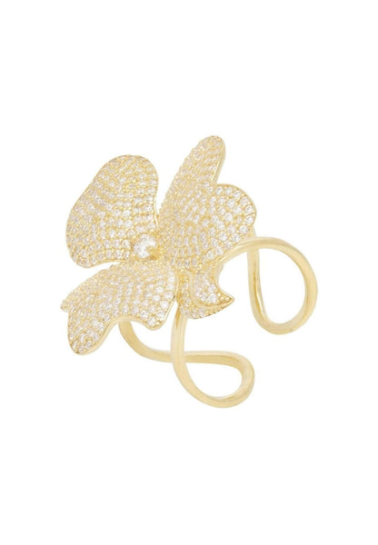 Flower Cocktail Ring Gold Plated