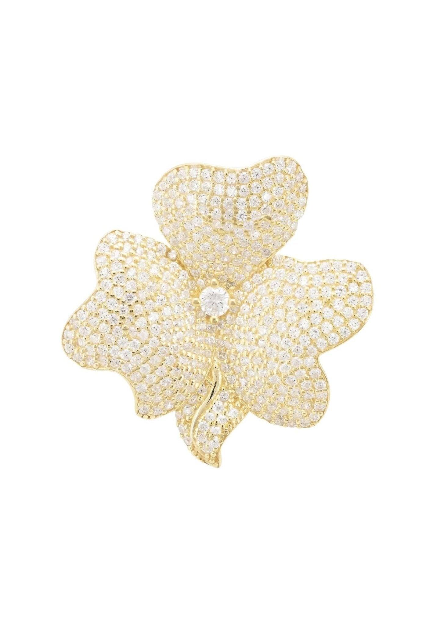 Flower Cocktail Ring Gold Plated