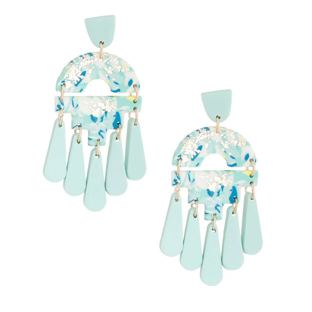 Marbled Dangle Earrings – Turquoise Statement Fashion Jewelry