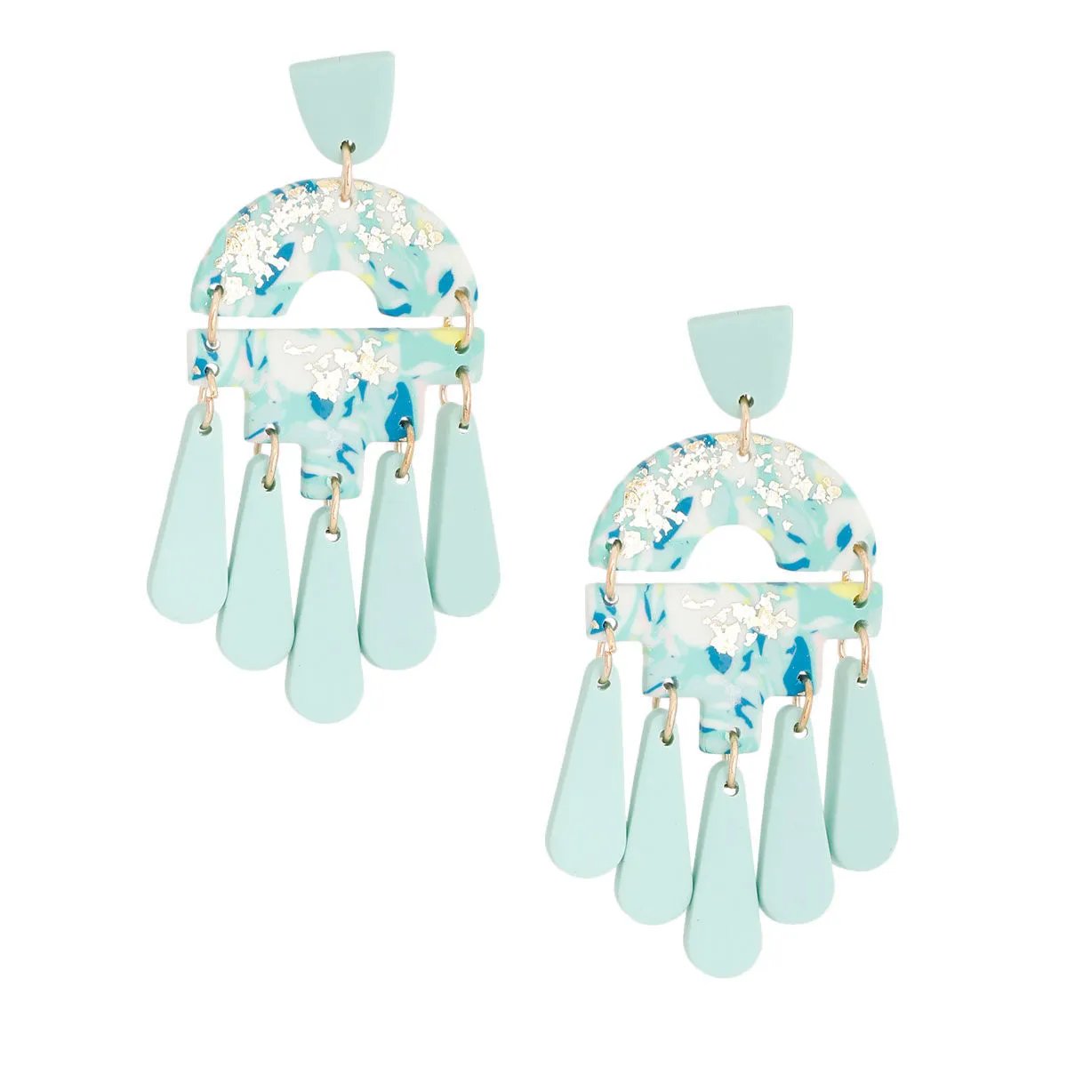 Marbled Dangle Earrings – Turquoise Statement Fashion Jewelry