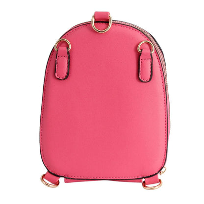 Fuchsia Pink Vegan Leather Floral Mini Backpack: Stylish & Secure