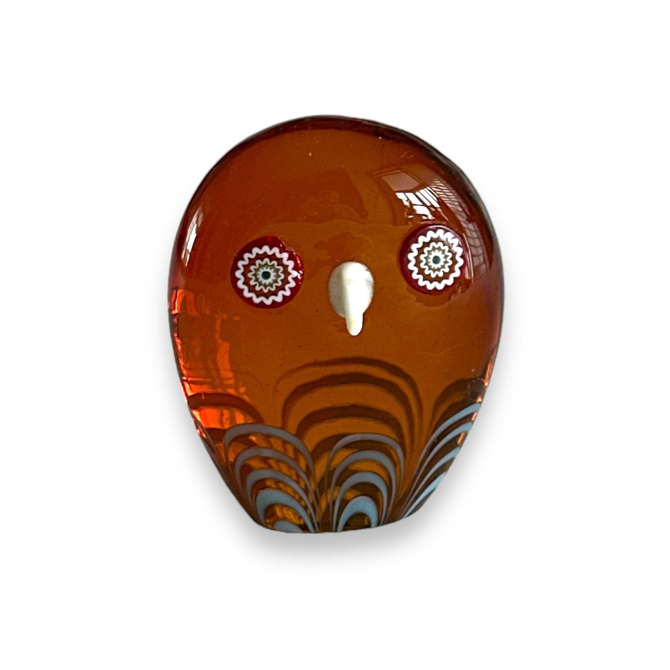 Galliano Ferro Murano Glass Paperweight Owl