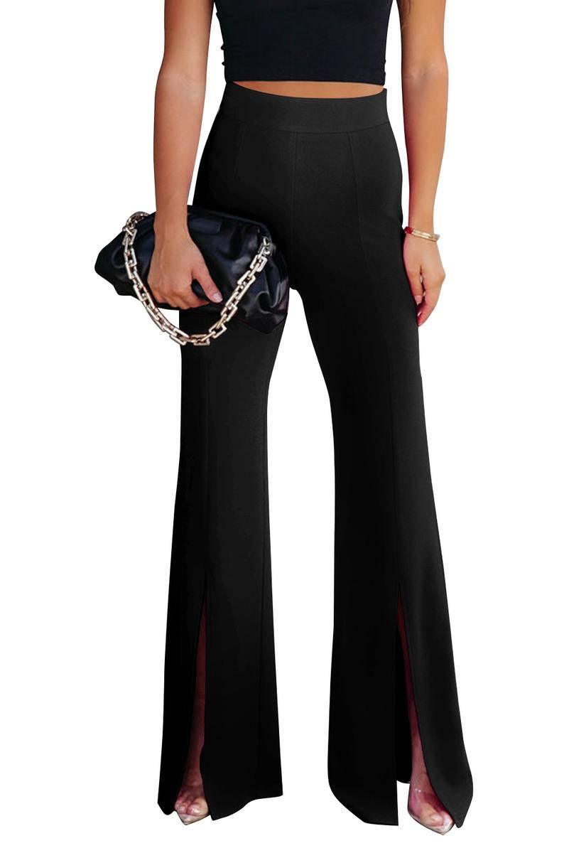 Get chic with Black Split Hem High Waist Pants for Women