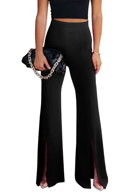 Get chic with Black Split Hem High Waist Pants for Women