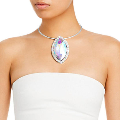Get Noticed with Our Aurora Borealis XL Marquise Choker Necklace