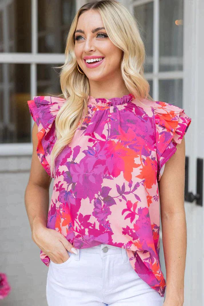 Get ready to bloom: Floral Flutter Sleeve Blouse