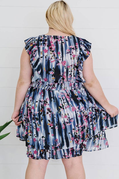 Get Ready to Blossom in Your Flutter Sleeve Plus size Mini Dress!
