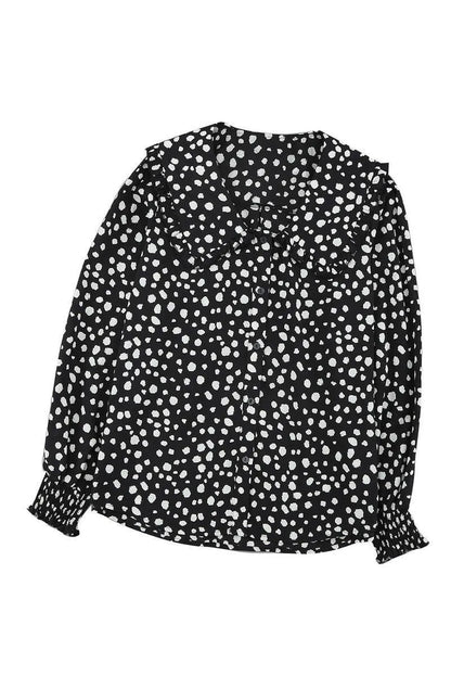 Get the Perfect Polka Dot Puff Sleeve Ruffle Blouse - Free Shipping!