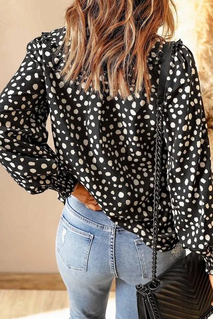 Get the Perfect Polka Dot Puff Sleeve Ruffle Blouse - Free Shipping!