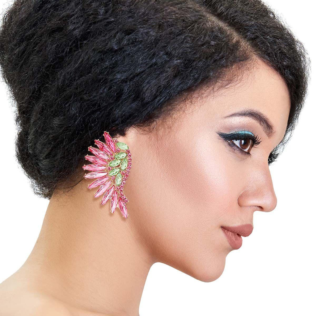 Get Your Gorgeous Angel Wing Earrings in Pink & Green Today!