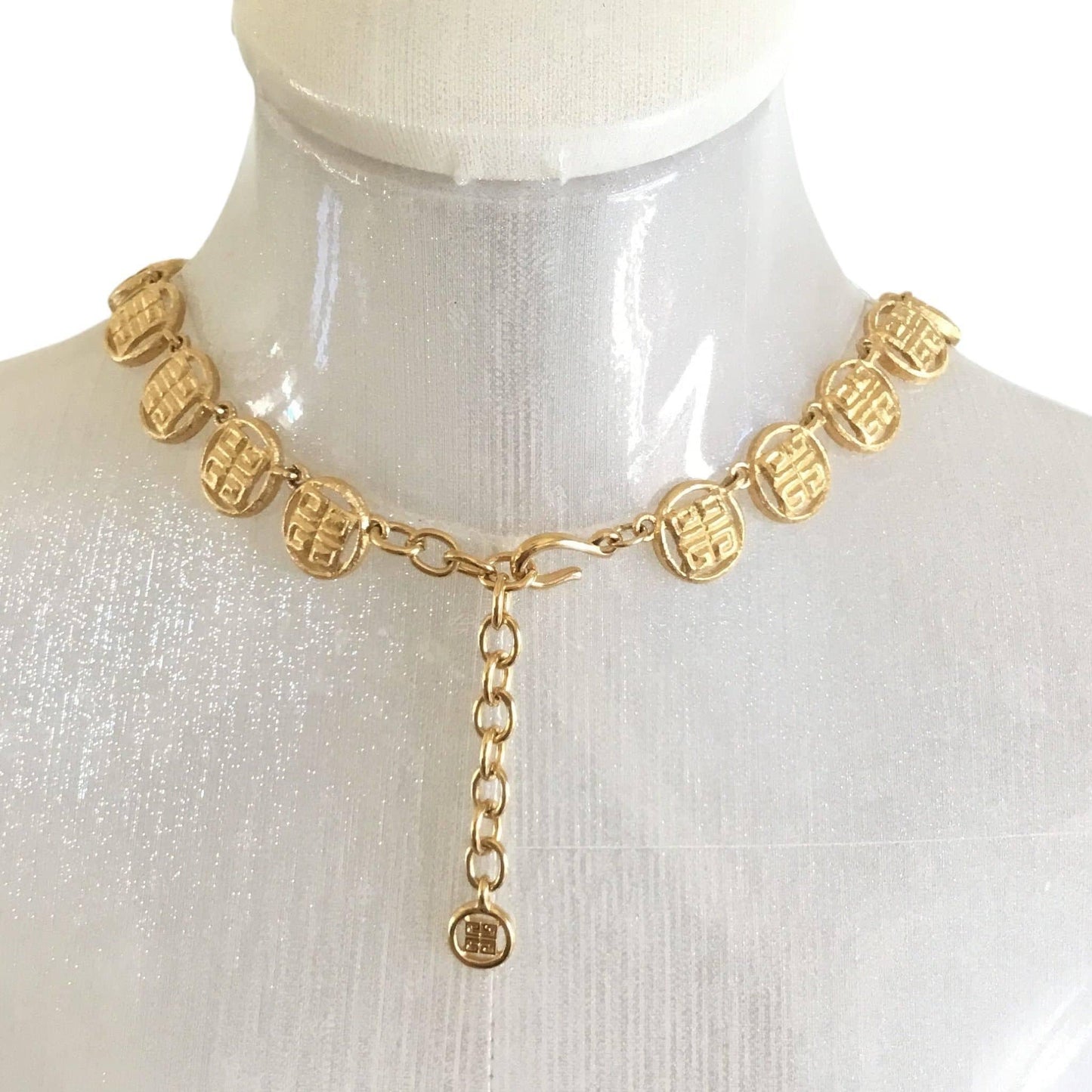 Givenchy Logo Matte Gold Tone Collar Necklace
