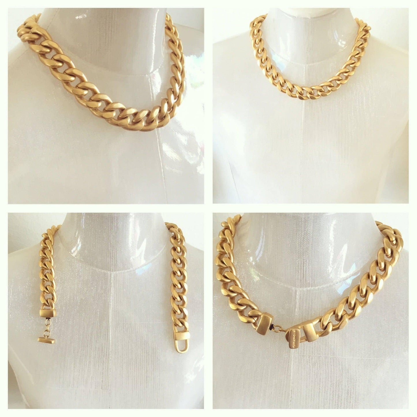 Givenchy yellow gold rhodium plated curb chain necklace