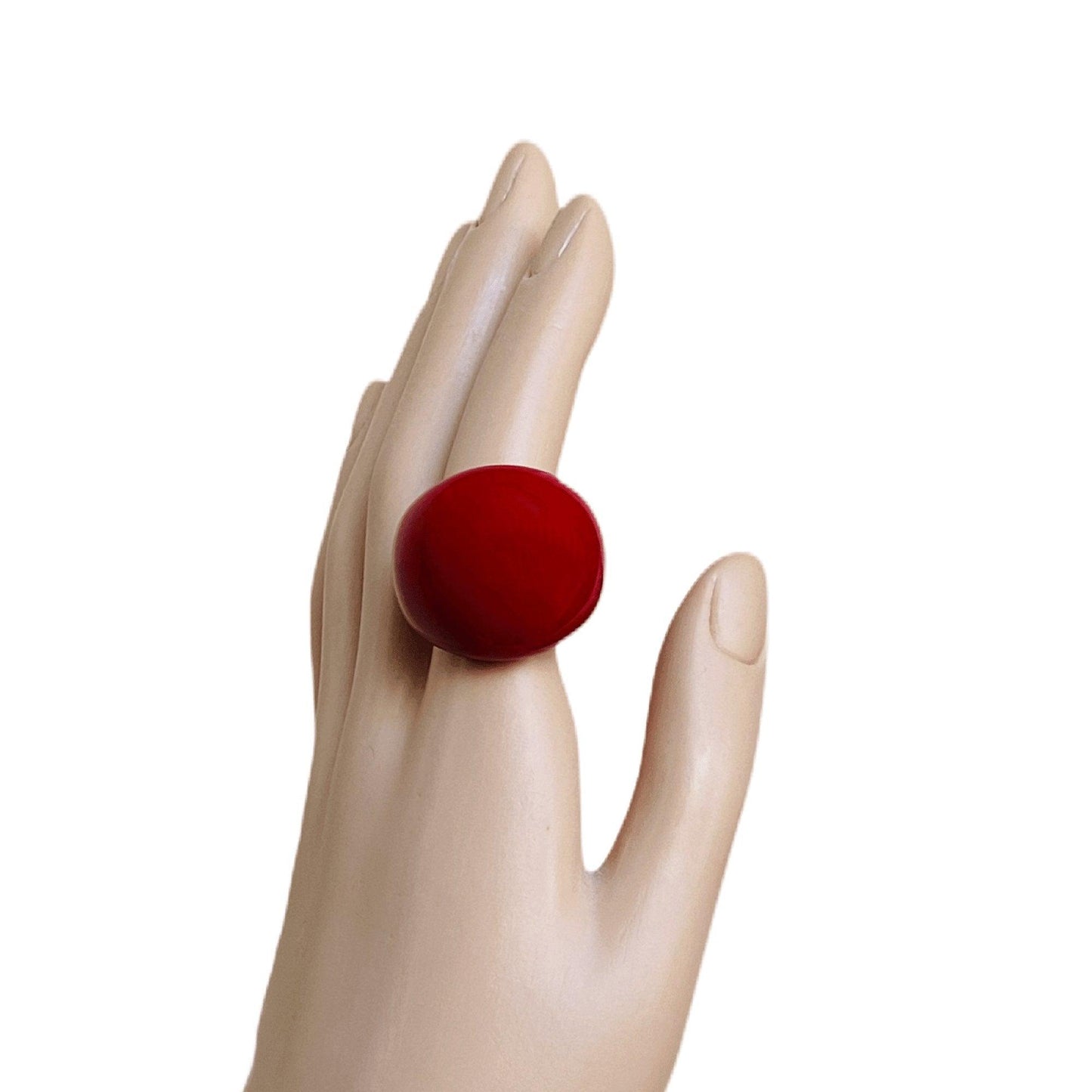 Glossy Red Dome Statement Ring