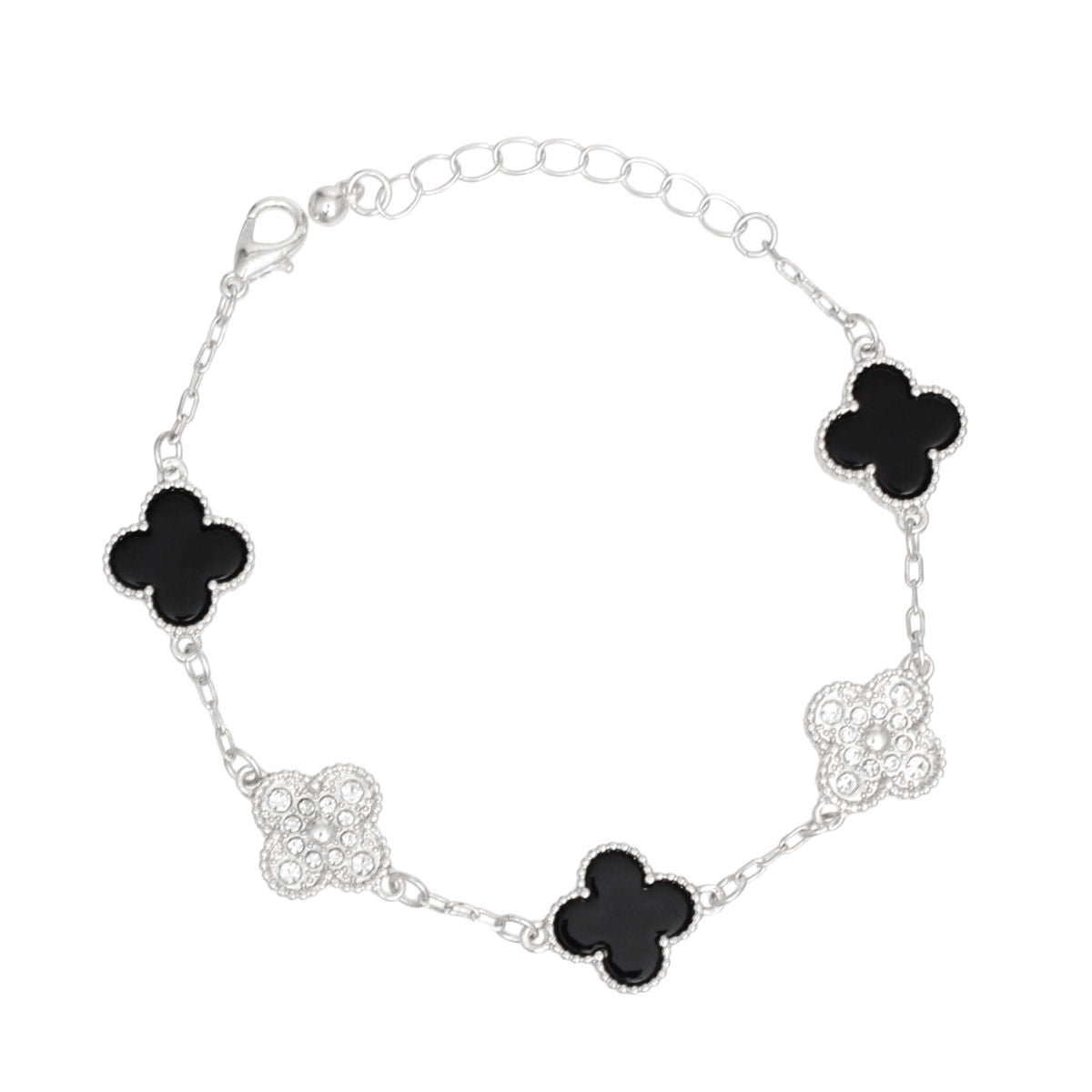 Dainty Silver-Tone Clover Bracelet