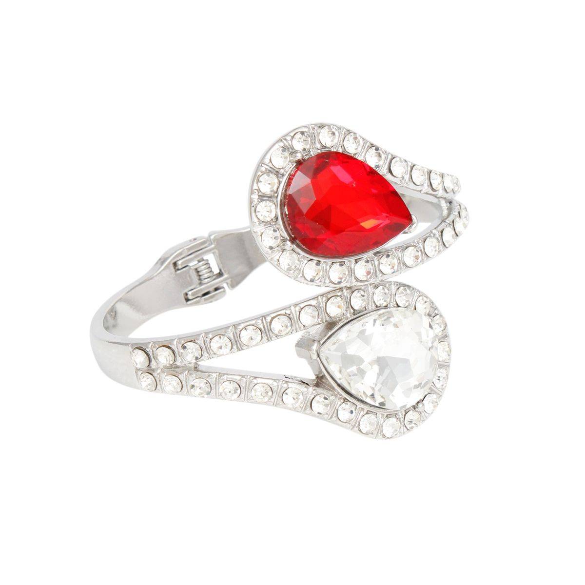 DST Red and Clear Teardrop Crystal Cuff Bracelet Pinktown