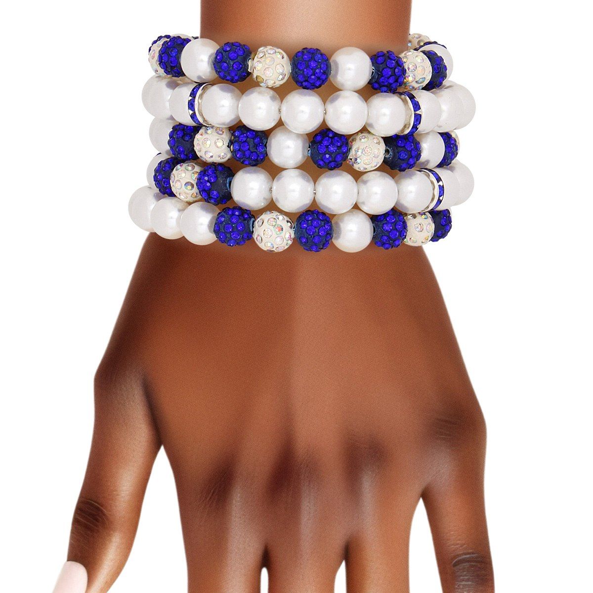 ZPB White Pearl and Bead Memory Wire Bracelet