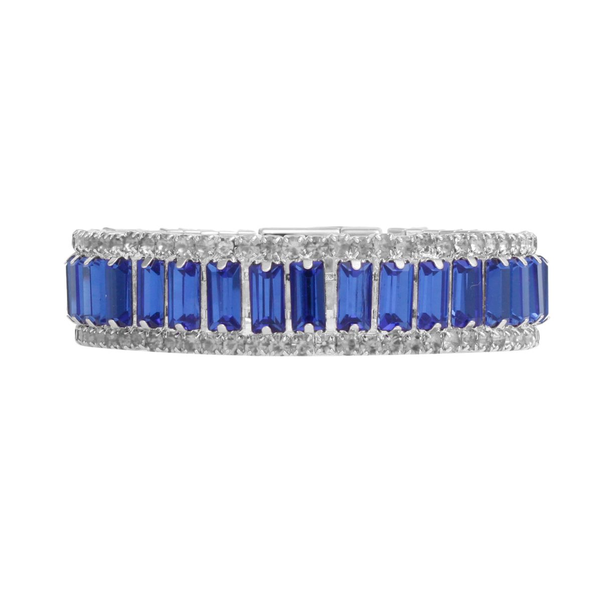 Blue Baguette Tennis Bracelet Clear Rhinestones | Fashion Jewelry