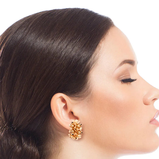 Gold Flower Open Hoop Earrings