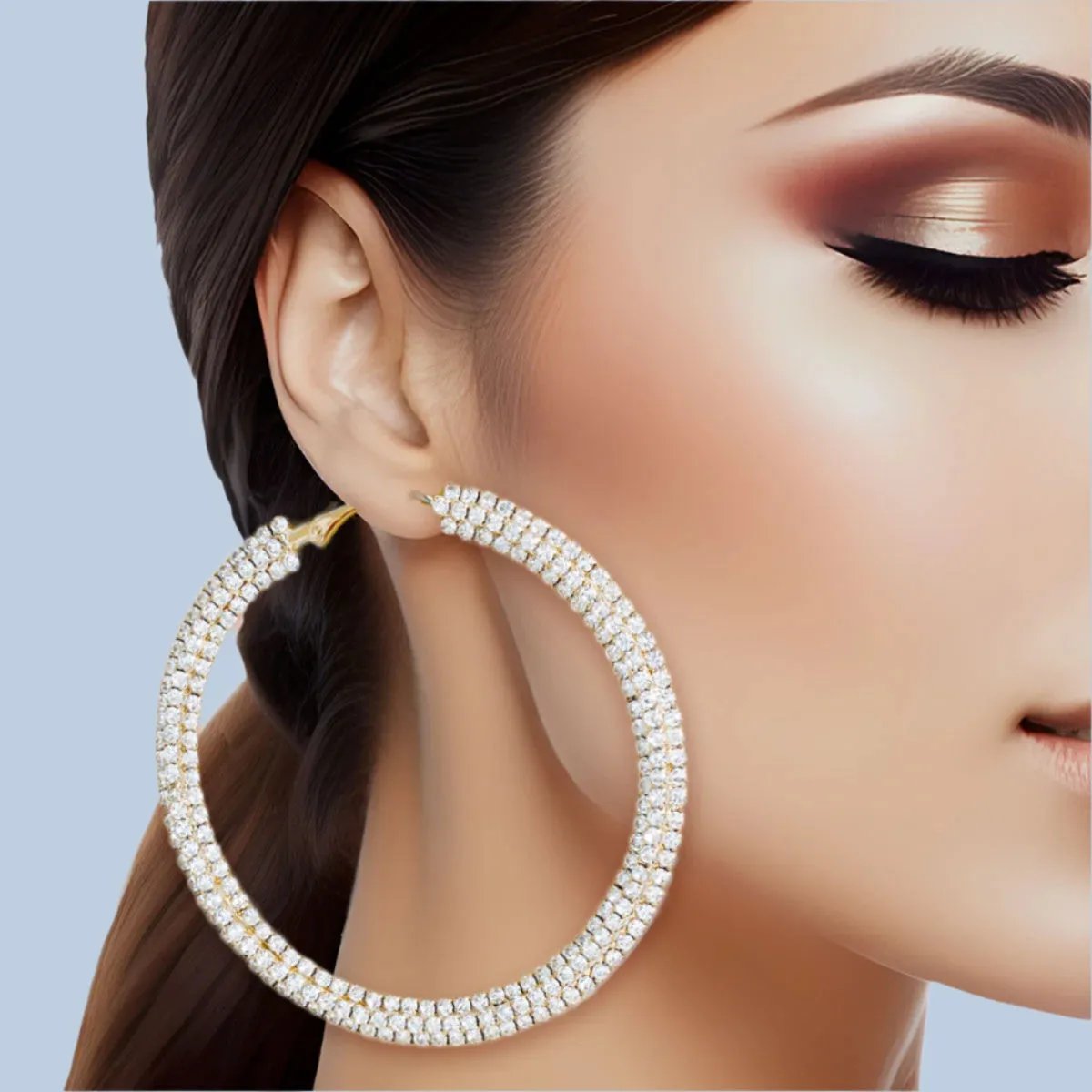 Gold Rhinestone Hoop Earrings – Bold and Chic Fashion Jewelry
