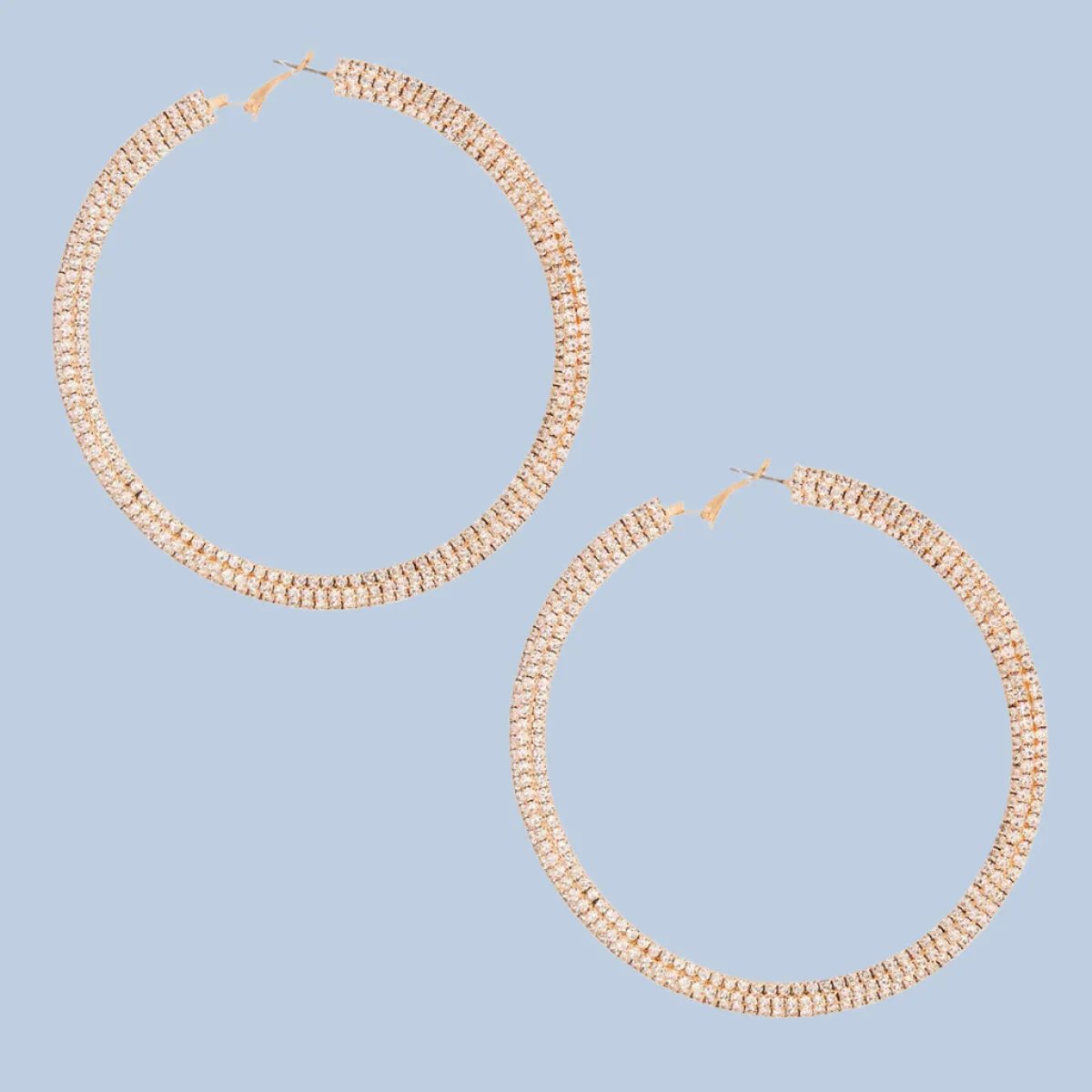 Clearly Glam Rhinestone Hoop Earrings – Gold Fashion Jewelry