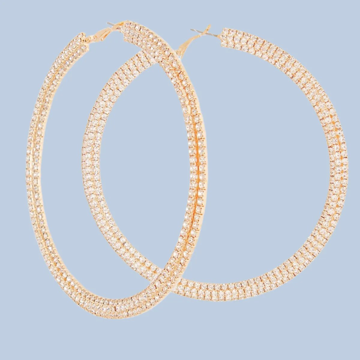 Clearly Glam Rhinestone Hoop Earrings – Gold Fashion Jewelry
