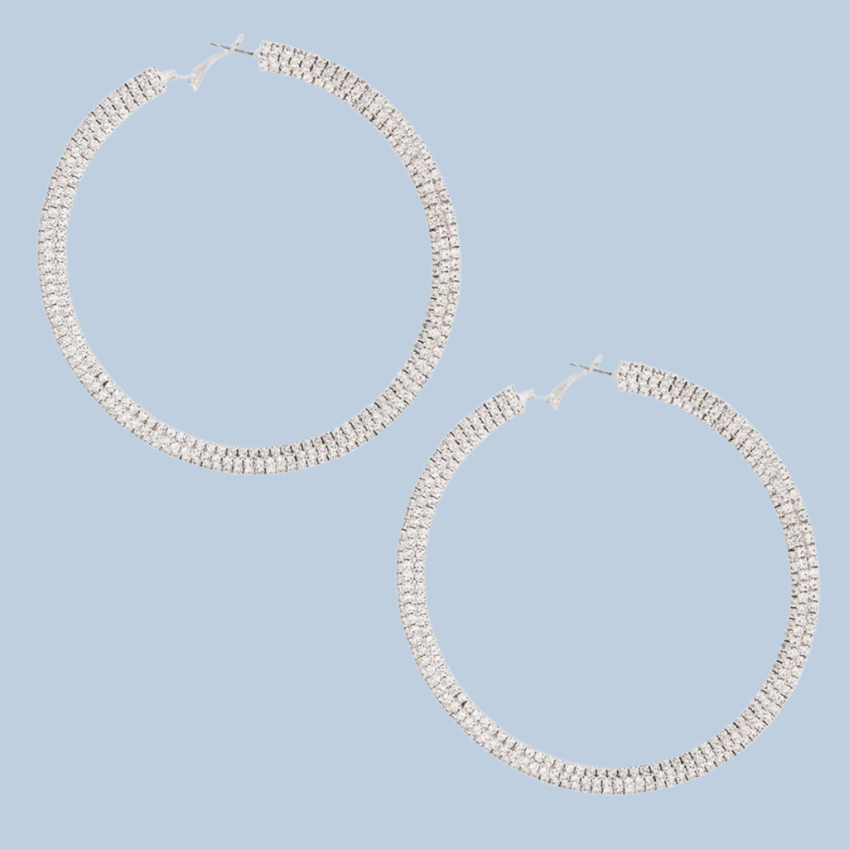 Clearly Glam Rhinestone Hoop Earrings – Silver Fashion Jewelry Pinktown