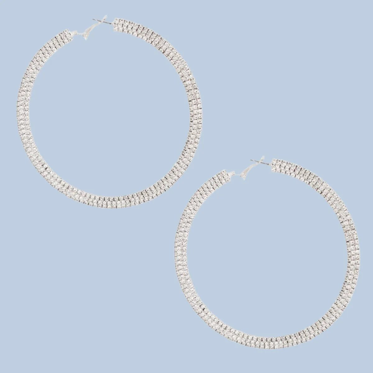 Clearly Glam Rhinestone Hoop Earrings – Silver Fashion Jewelry
