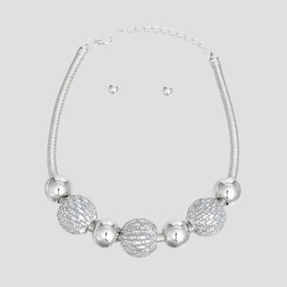 Sparkling Silver Beaded Necklace Set – Perfect for Any Occasion Pinktown