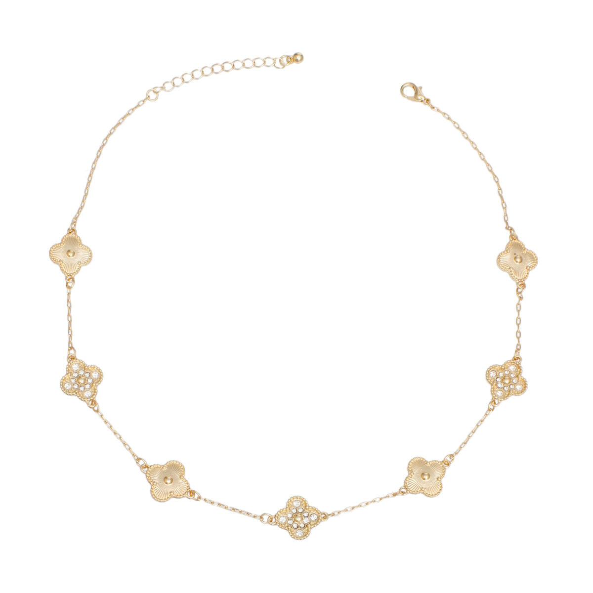 Women's Pendant Necklace – Gold-Tone Clover Elegance