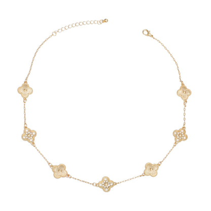 Women's Pendant Necklace – Gold-Tone Clover Elegance