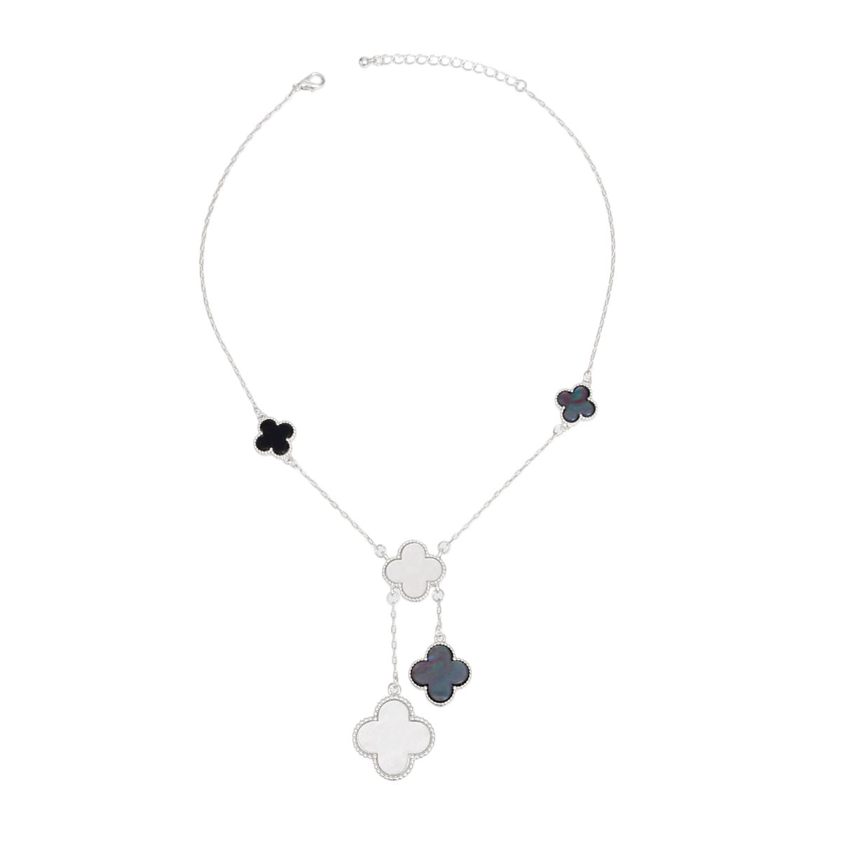 Multicolor and Silver Color Elegant Quatrefoil Clover Necklace – Lightweight & Chic Pinktown