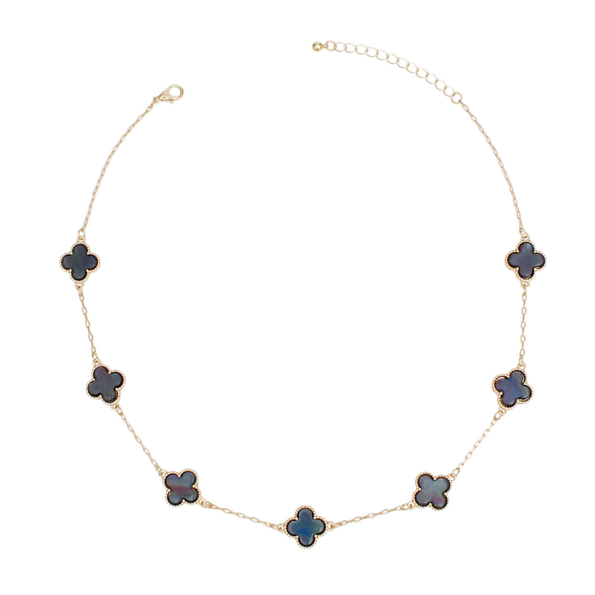 Gray Clover Gold Choker Chain Necklace | Fashion Jewelry