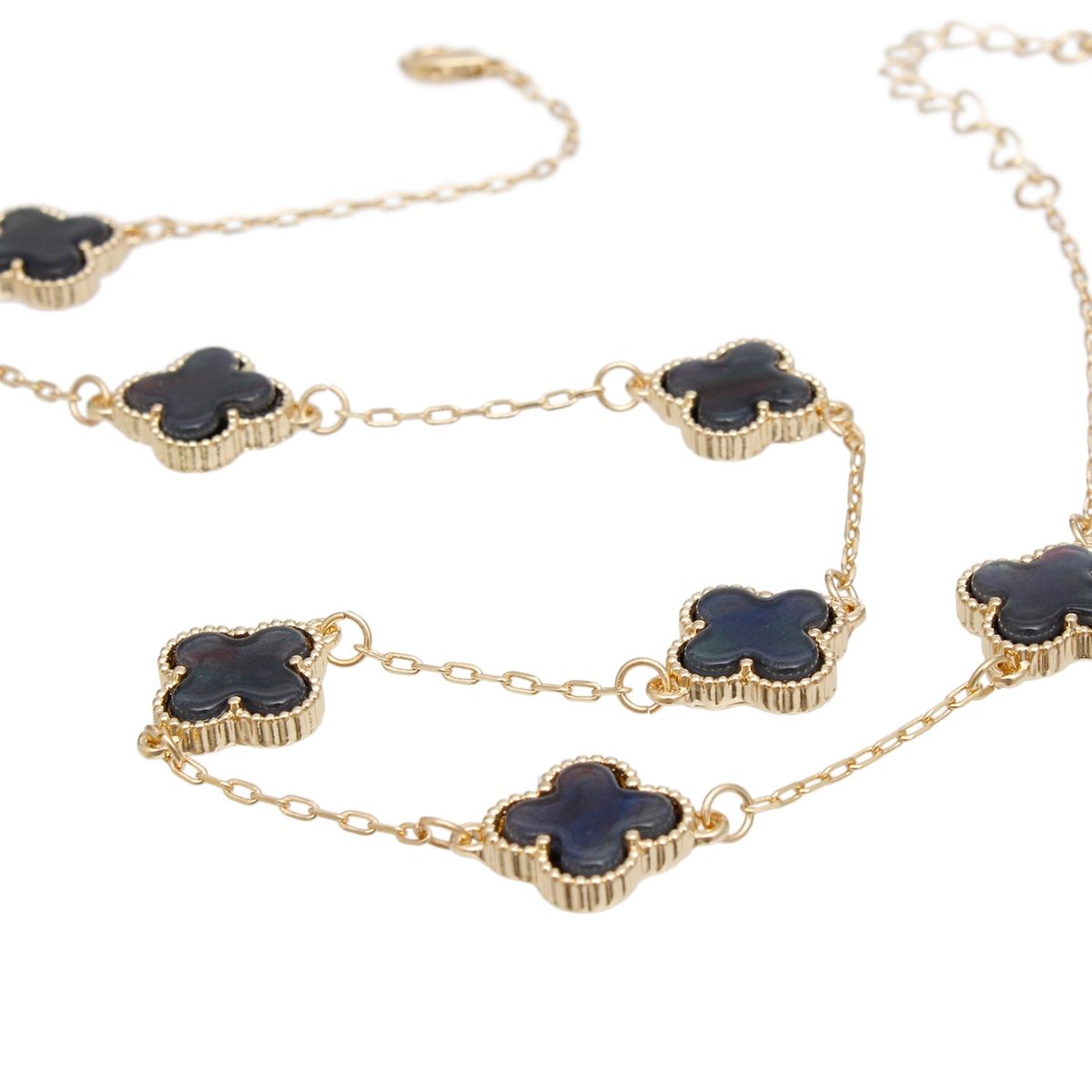 Gray Clover Gold Choker Chain Necklace | Fashion Jewelry