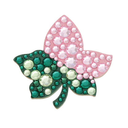 Vintage-Inspired Rhinestone Ivy Leaf Brooch - Dual-Tone Pink & Green Rhinestones Pin Pinktown