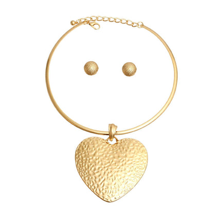 Gold Plated Heart Choker Necklace Set