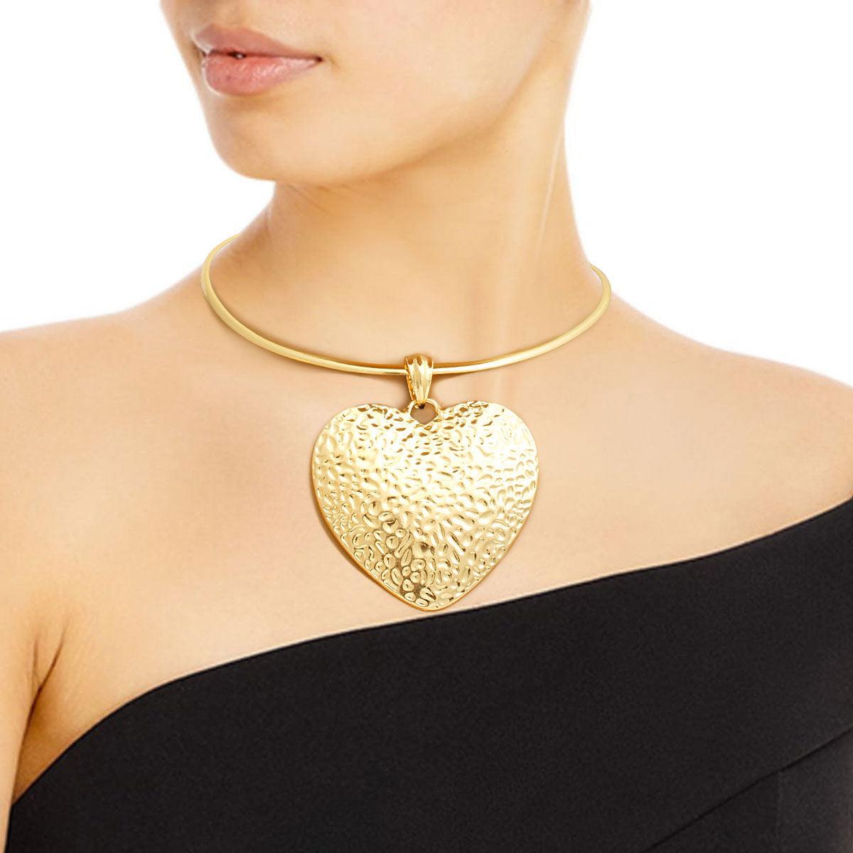 Gold Plated Heart Choker Necklace Set