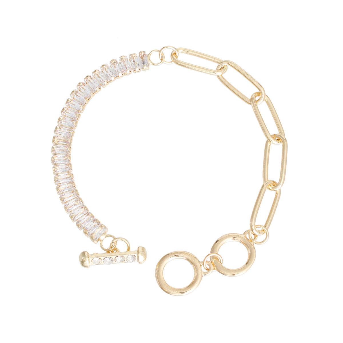 Gold-tone Women's Cubic Zirconia Link Bracelet: Sparkle & Shine