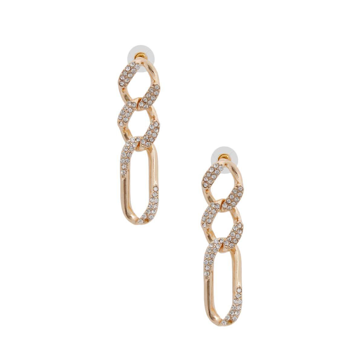 Gorgeous Rhinestone Chain Earrings Gold Plated - Shop Now!