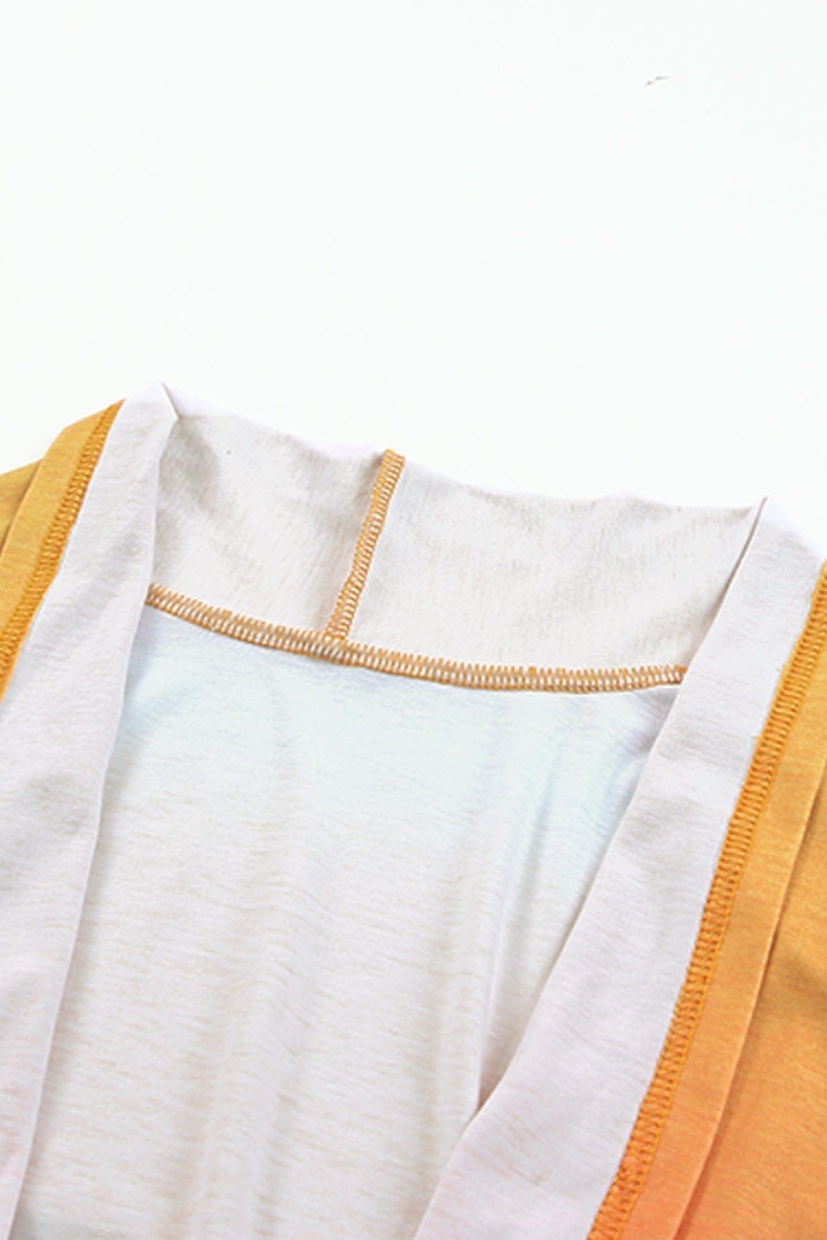 Gradient Tie-Dye Open Front Mid-Length Cardigan