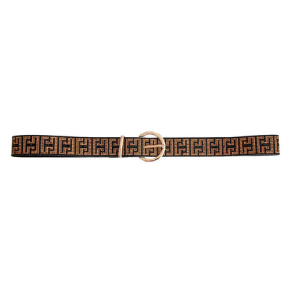 Greek Key Rhinestone Embellished Ladies Belt