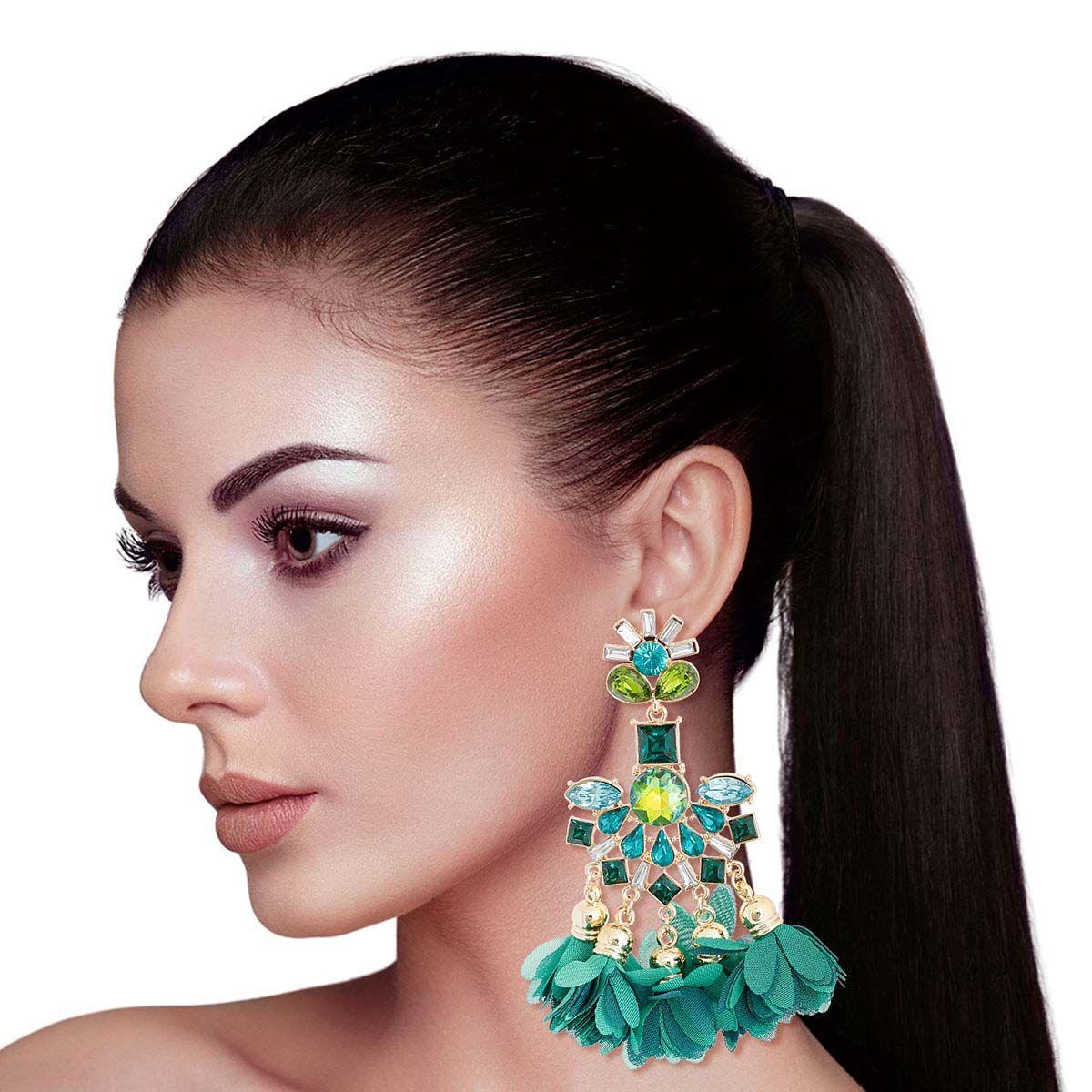 Green Crystal Tassel Earrings for Bold Fashionistas to Get Noticed