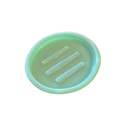 Green Milk Jadeite Glass Soap Dish - Exquisite Bathroom Accessory