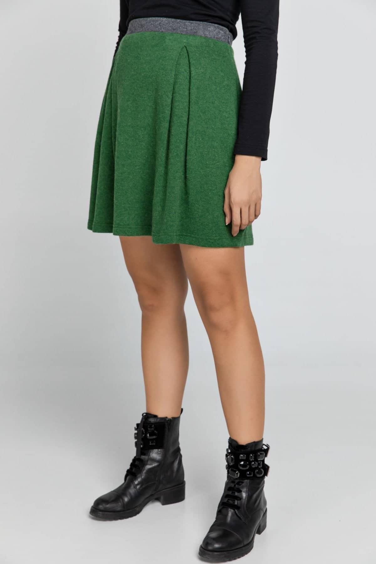 Green Mini Skirt Dark Grey Waistband