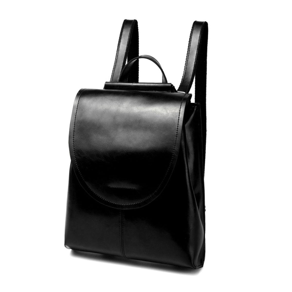 High-Capacity Cover Type Oil Wax Cowhide Backpack