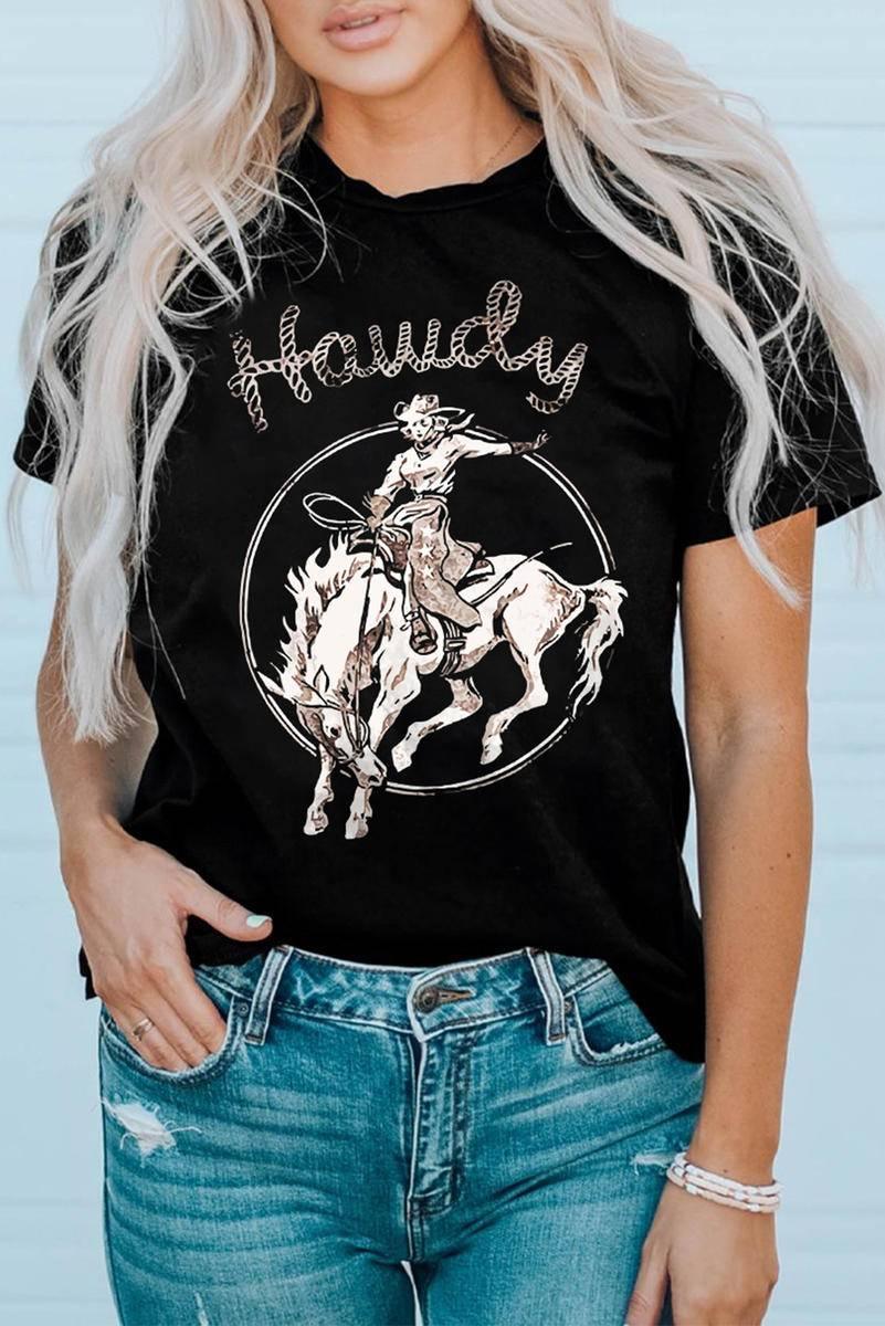 Howdy Western Cowgirl Tee: Shop Ladies' T-shirts Now!