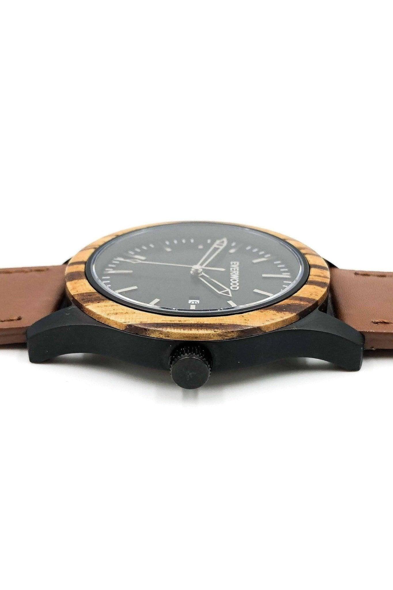 Inverness Zebrawood Brown Leather Men's Watch