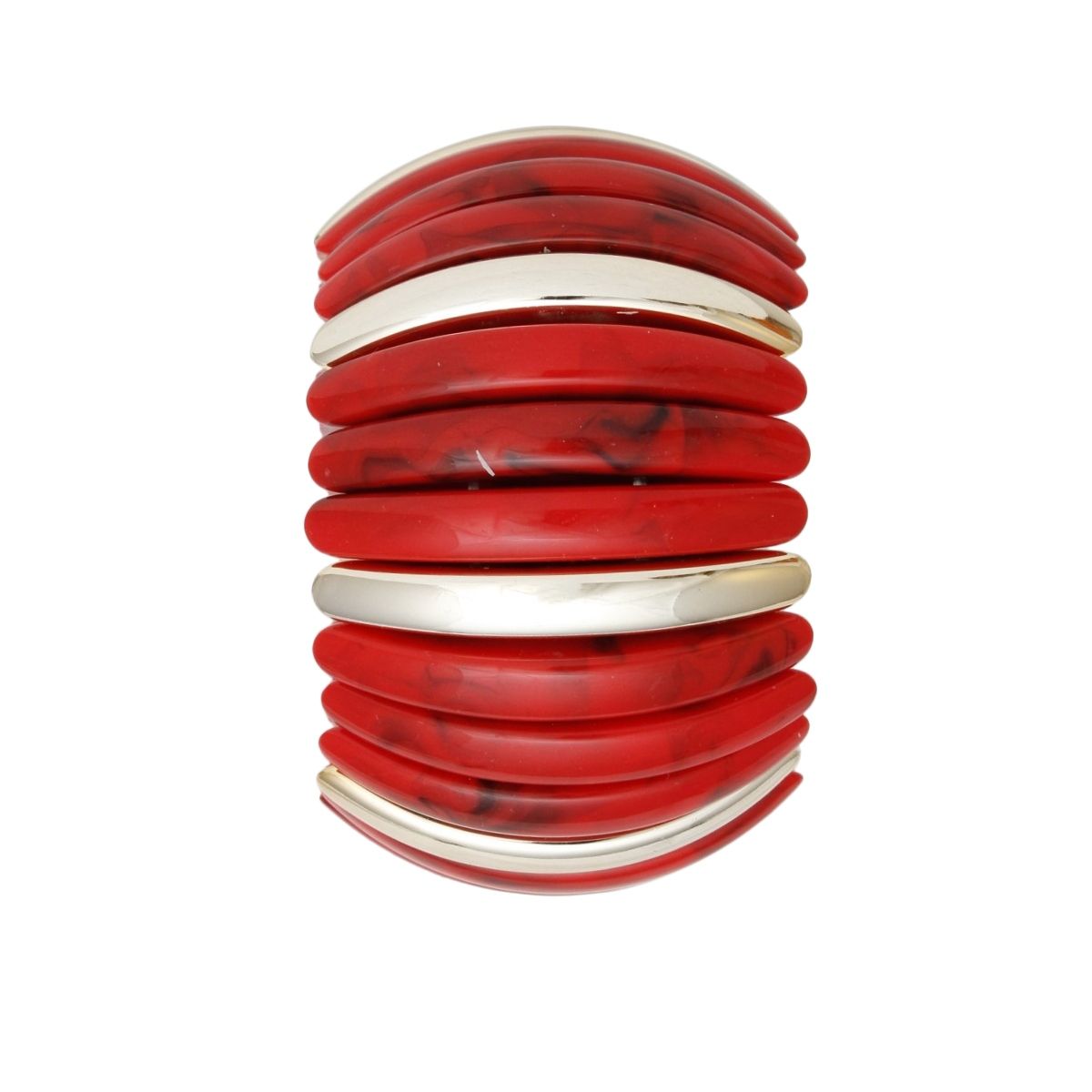 Retro Marbled Red Gold Stretch Wide Bangle Bracelet
