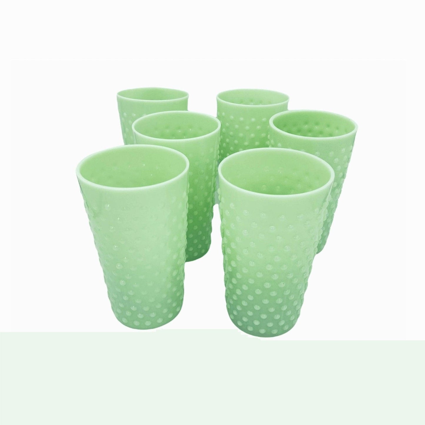 Jadeite Hobnail Green Milk Glass Tumbler Set