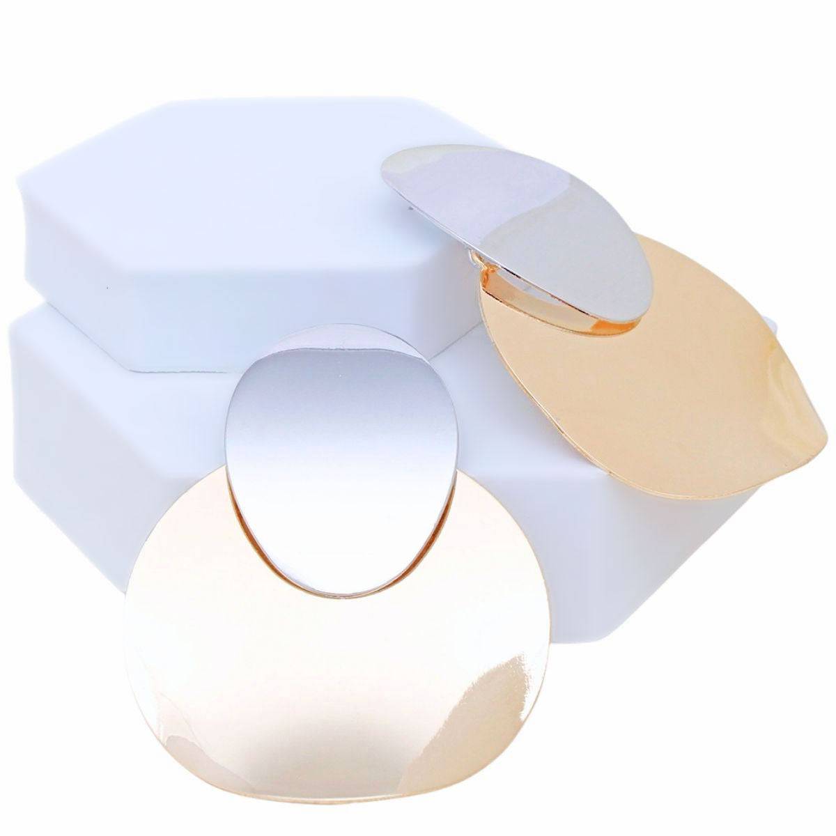 Mixed Metal Drop Earrings Polished Statement