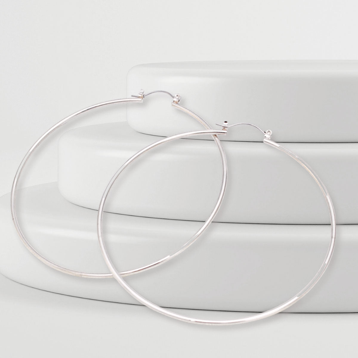 Silver Hoop Earrings | Minimalist Lightweight 2mm Thin Hoops